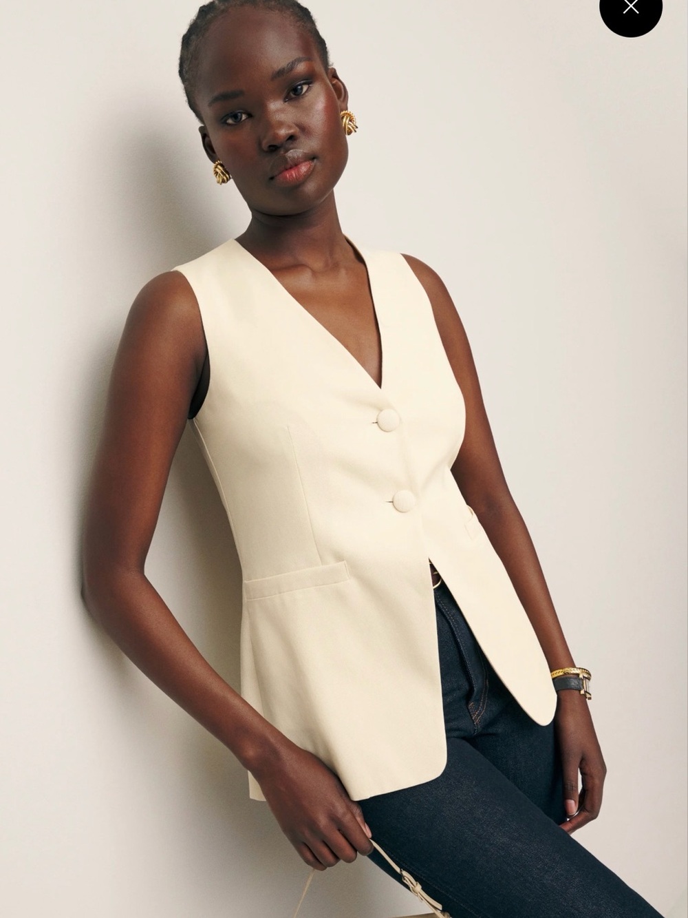 Reformation Casey Vest in Cream